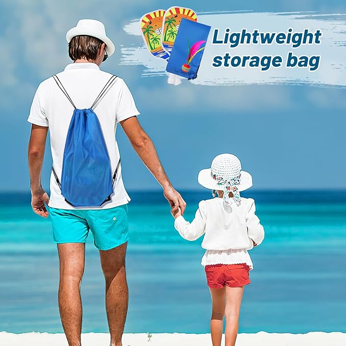 New Twist Beach Pickleball Set -Including 2 Racquets, 3 TPR Balls, 6 Fast Birdies,2 Slow Birdies,Summer Rackets Game for Adults Kids Family Play, Small