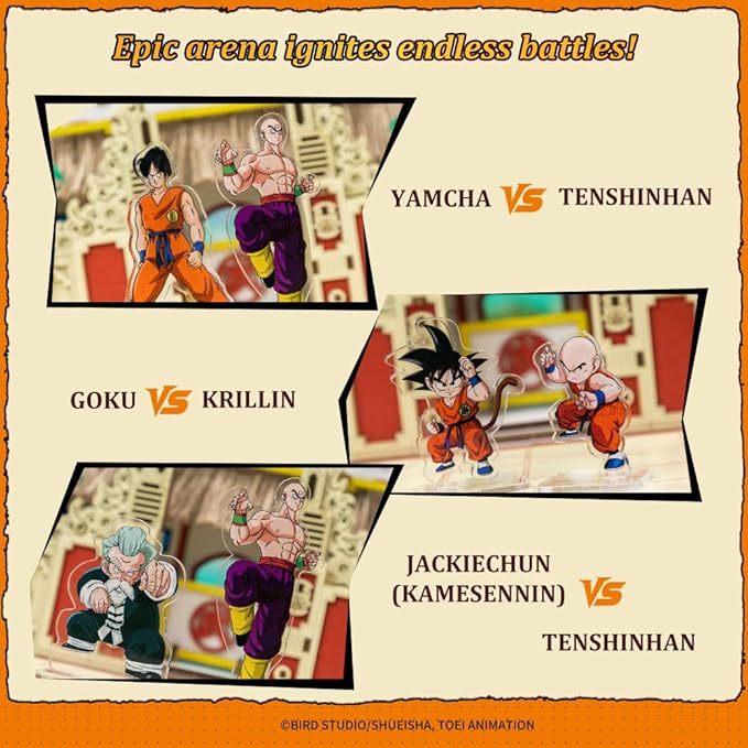 PUREMIND Dragon Ball Tenkaichi Budōkai Wooden Puzzle Kit - Officially Licensed Dragon Anime Tournament World Martial Arts Stage Model with 5 Character Standees Building Set for Adults, Display & Gift