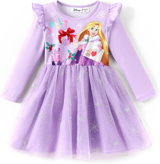 Disney Princess Frozen Minnie Mouse Dress Girls Sparkle Ruffle Tulle Tutu Birthday Party Fall Outfits Clothes Baby to Toddler