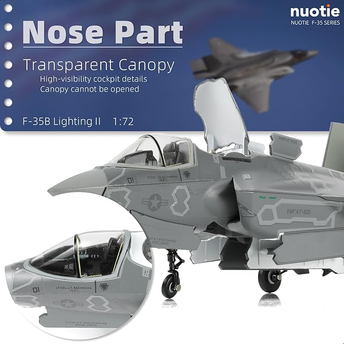 1/72 F-35B Lighting II Fighter Aircraft Die-cast Model - U.S. Marine Corps VMFAT-501 Worlords Squadron With Display Stand - F35B Plane Collection Gift for Adults