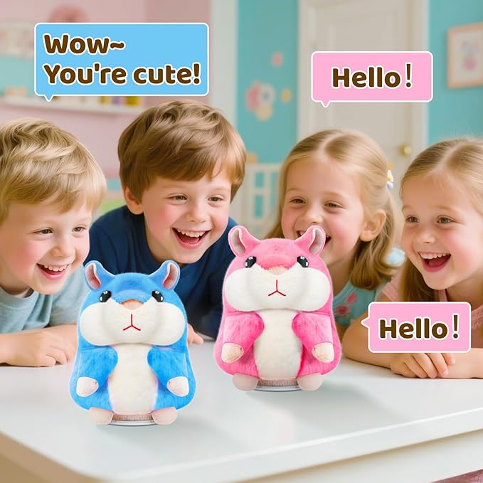 Kids Toddler Toys for Ages 2-4, Talking Hamster Repeats What You Say, Interactive Plush Repeating Toy for 2 3 4 5 6 8 Year Old Boy Girl Birthday Gift (Pink)