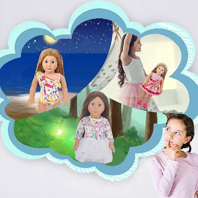 10 Sets of 18 Inch American Doll Clothes, Including 10 of Doll Clothing Dress Outfits for American Dolls, Birthday Gifts for Kids