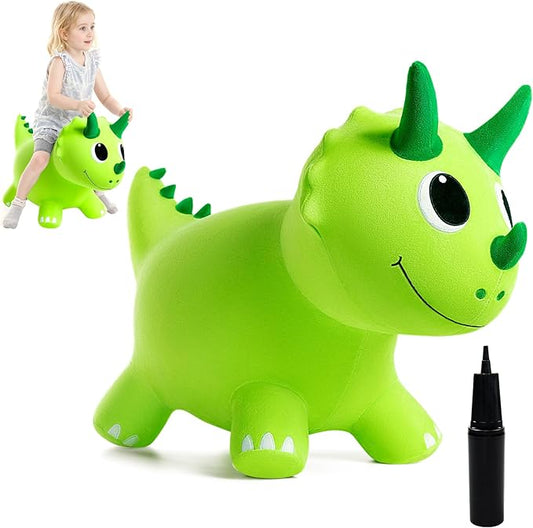 ZOOJOY Plush Bouncy Dinosaur Hopper for Toddlers 1-5 Soft Covered Inflatable Ride-On Animal Horse Hopper, Dino Bouncy with Pump, Indoor Outdoor Ride On Toys for 18 Months 2 3 4 5 6 Years Boys Girls