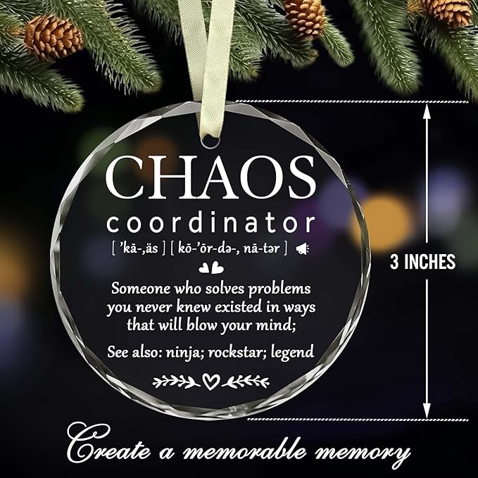 BSQUIELE Chaos Coordinator Ornament - Gifts for Coworker - Thank You Gifts for Women, Boss, Coworker, Teacher, Mom, Office Appreciation Gift - Christmas Decorations - Ceramic Ornament
