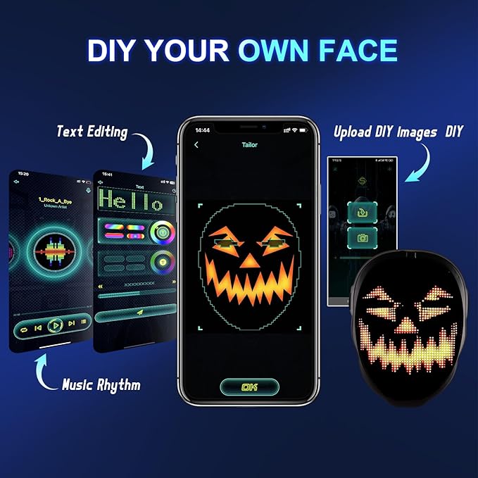 Gootus Face Transforming LED Mask with App Controlled - Halloween Costumes for Kids, Light Up Mask with Gesture Sensing, Boys Toys Gifts for Birthday Costume Christmas