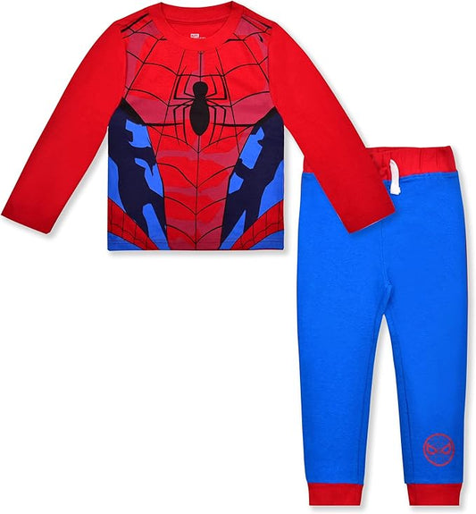 Marvel Spider-Man Boys Long Sleeve Shirt and Pants Set for Toddlers