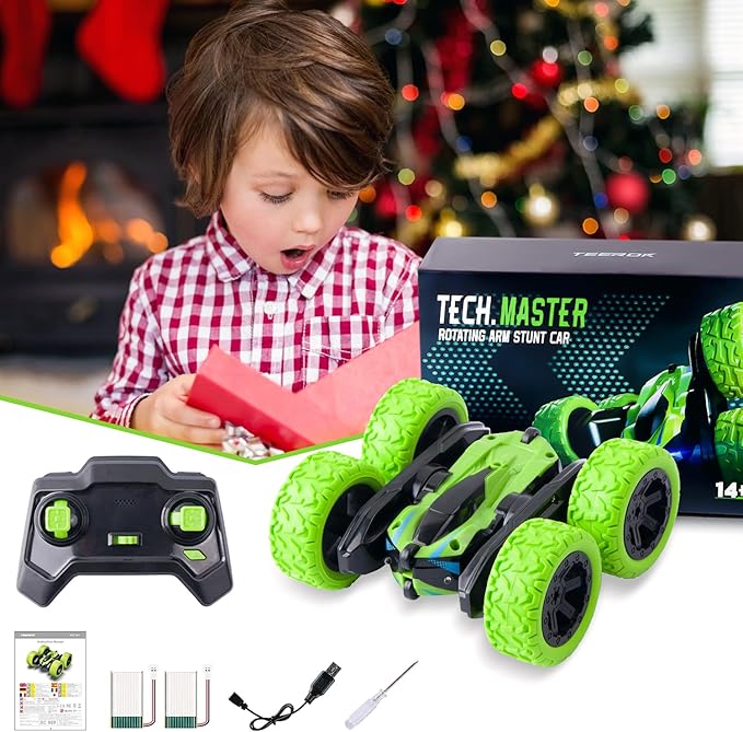 Remote Control Car-RC Cars Toys for Ages 5-7, 4WD RC Stunt Cars RC Car Kids Toys for Ages 8-13, Double Sided 360°Rotating Toys for Girls RC Truck Toy Cars for Boys