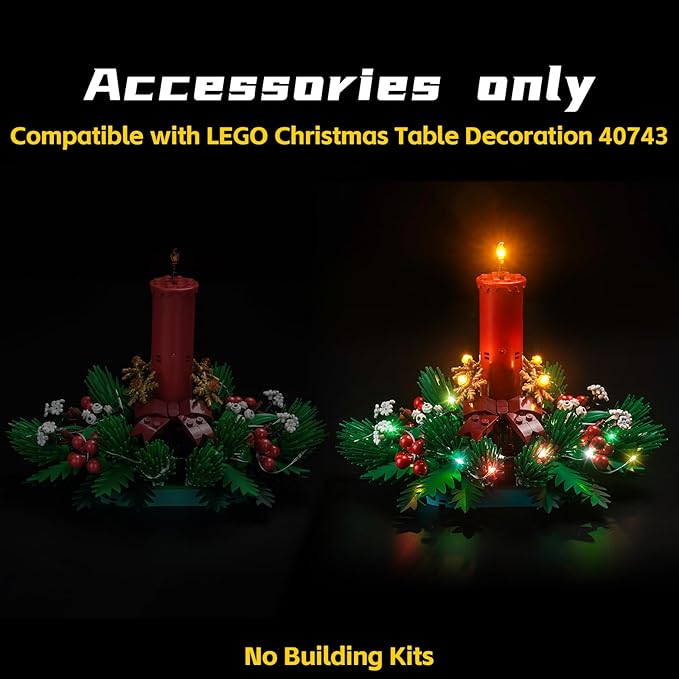 BrickBling LED Light Compatible with Lego Christmas Table Decoration Building Kit,Christmas Décor Lights Compatible with Lego 40743, Creative Lighting Kit-Not Included The Model