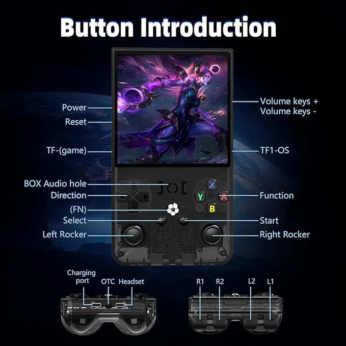 2025 New R36MAX Retro Handheld Game Console, 4.0 Inch IPS Screen Retro Gaming Console, 18000+ Classic Games, Linux System, 4000mAh Battery Portable Pocket Mini Arcade, Built-in 64G, Black