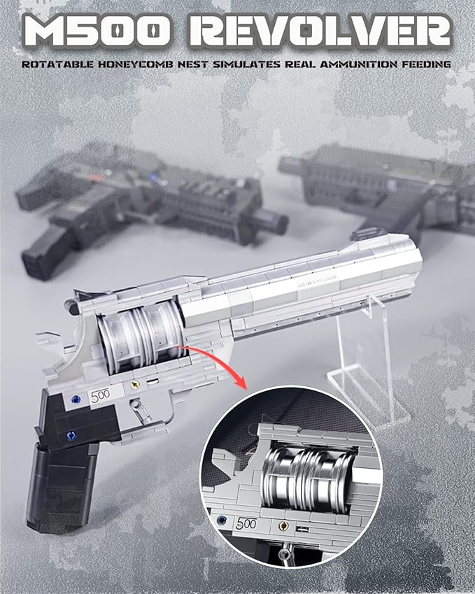 1:1 Revolver Building Blocks Gun Sets - 428 PCS Model Guns Collection Toy Building Bricks Sniper Set Shootable - Simulation Militarily Toy Lovers for Kids and Adults Gift