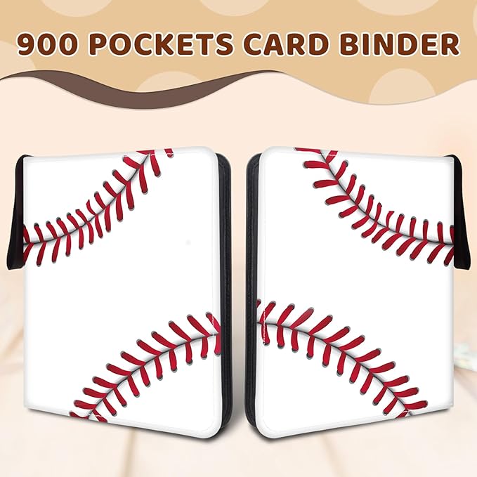 900 Pocket Baseball Trading Card Binder, Trading Card Storage Album with 50 Durable 9-Pocket Pages, Double Sided Pocket Zipper Binder for Christmas Thanksgiving Birthday