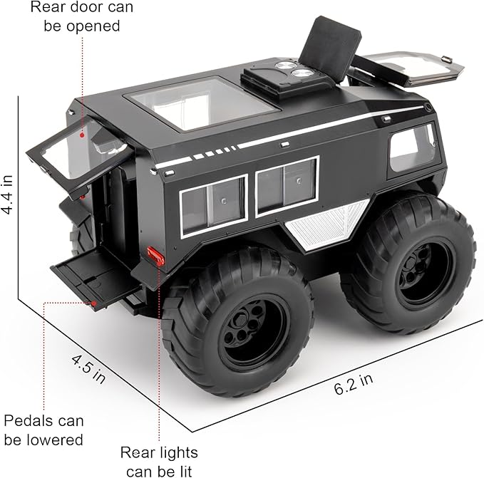 1:24 Sherp All Terrain Off Road Vehicle Diecast Car Model, Collecting Diecast Pull Back Beach Motorcycle Toys Car for Kids Boys Girls (Black)