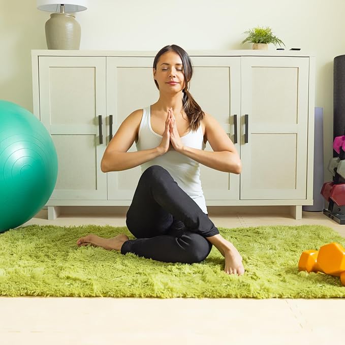 Ophanie Green Rug Grass Area Rugs for Bedroom, 4x6 Shag Fluffy Carpet, Fuzzy Furry Plush Soft Cute Kids Baby Girls Shaggy Bedside Indoor Floor Carpets for Teen Dorm Home Decor Aesthetic, Nursery