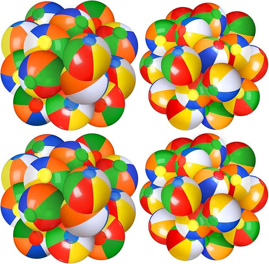 60 Pcs Beach Balls Bulk Rainbow Color Inflatable Beach Ball PVC Swimming Pool Balls Hawaiian Water Toys Summer Inflatable Ball for Kids Adults Luau Birthday Party Favors Decorations (5 Inch, 8 Inch)