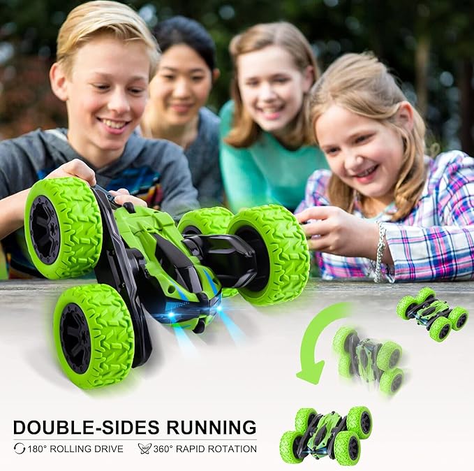 Remote Control Car-RC Cars Toys for Ages 5-7, 4WD RC Stunt Cars RC Car Kids Toys for Ages 8-13, Double Sided 360°Rotating Toys for Girls RC Truck Toy Cars for Boys