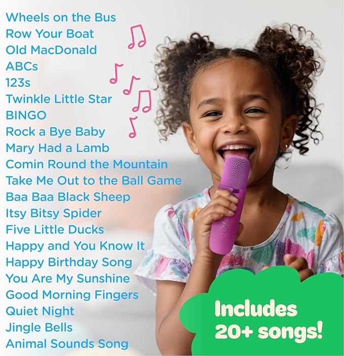 Move2Play, Karaoke Machine for Kids | Includes 20+ Kid Songs | 2 Microphones | Connect with Bluetooth | 3, 4, 5, 6, 7+ Year Old Gift | Toy for Girls, Boys, & Toddler | Birthday Present