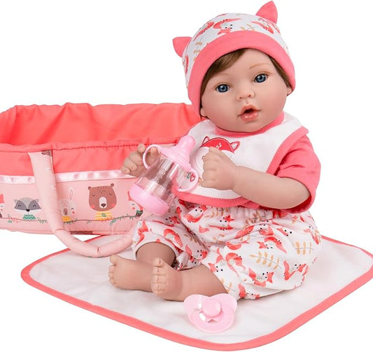 Aori Reborn Baby Doll Girl Realistic - 18 inch Lifelike Newborn Dolls with Bassinet, Real Life Baby Girl Dolls, Gift for Kids, Grandparents