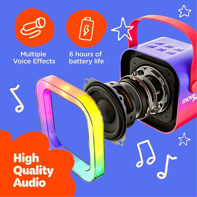 Move2Play, USA Karaoke Machine for Kids | Includes 20+ American Songs | 2 Microphones | Connect with Bluetooth for 3, 4, 5, 6, 7+ Year Olds | Toy for Girls & Boys | Super Bowl