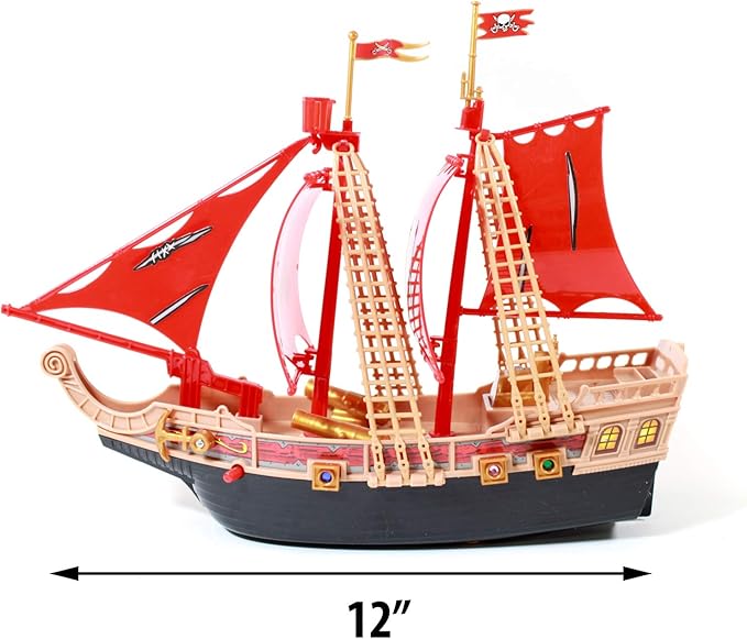 (2-Pack) Scurvy Boys Toy Pirate Ship Adventure Light UP, Sound