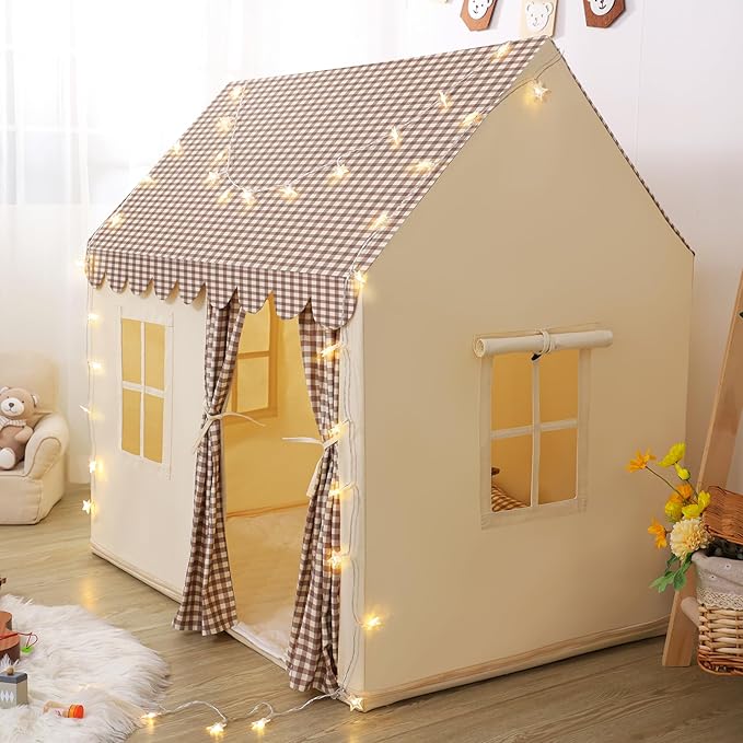 SweHouse Kids Play Tents for Toddlers: Boys Playhouse Tents Indoor with Star Lights Non Slip Padded Mat - Girls Play House Large Toys Tent for Birthday