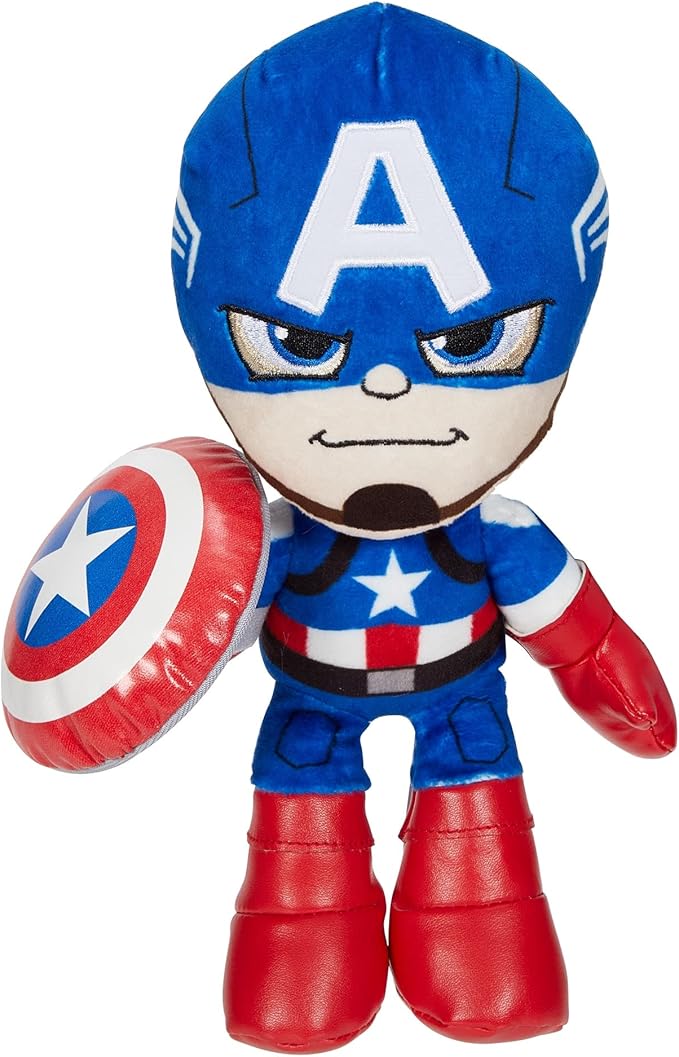 Marvel Plush Character Figure, 8-Inch Captain America Super Hero Soft Doll in Fun-to-Touch Fabrics, Collectible Gift for Kids & Fans Ages 3 Years Old & Up