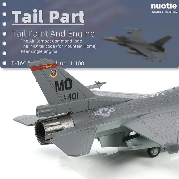 1/100 F-16C Fighting Falcon Fighter Model Metal DieCast Aircraft Jet Kit Fighter Plane Model Military Airplane for Collection and Gift