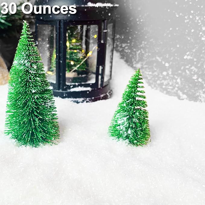 TURNMEON 30 Ounces Fake Artificial Snow Powder Christmas Tree Decorations, Sparkling Dry Plastic Faux Snowflakes for Christmas Decorations Home, Village Displays, Holiday Winter Crafts,Slime Supplies