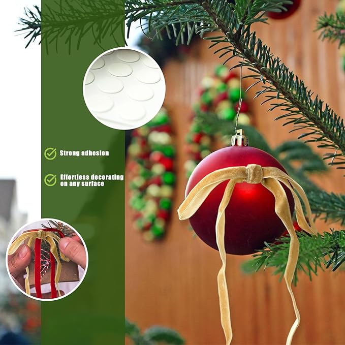 24Pcs Velvet Ribbon 5 x 7 Inch Christmas Ribbon 3/8 Inch Wide Christmas Bows Vintage Velvet Bows for Christmas Tree Khaki Bows for Christmas Tree Decorations