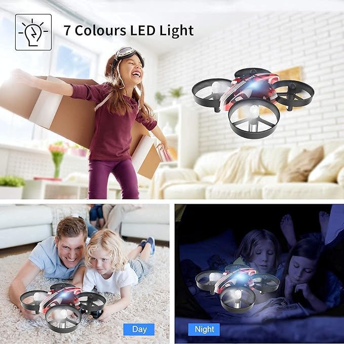 Mini Drone for Kids & Beginners, Indoor Portable Hand Operated/RC Nano Helicopter Quadcopter with Auto Hovering, Headless Mode & Remote Control, Children's Day Gift for Boys and Girls -Red.4-blade design delivers greater stability and increased thrust.