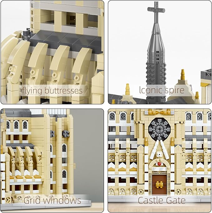 Micro Mini Building Block Sets for Adults, No Compatible with Lego, Notre Dame Cathedral Building Moldel for Home & Office Decor, MOC 3D Creative Model Gifts for Christmas