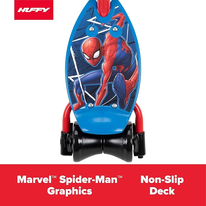 Huffy Disney and Marvel Toddler Kids 3-Wheel Scooters, Multiple Color Options, Ages 3+ Years Old, Durable Steel Frame, Portable, Girls/Boys, Non-Slip Deck, Character Graphics