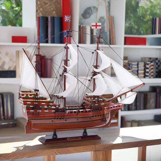 20" Wooden Mayflower Sailing Ship Model, Nautical Decor for Home, Thanksgiving Gift, Sailboat Decor, Maritime Gift, Nautical Christmas Boat Present