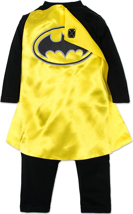 WARNER BROS. Justice League Batman Superman Lightweight Breathable Baby Zip Up Costume Coverall with Cape Newborn to Kid