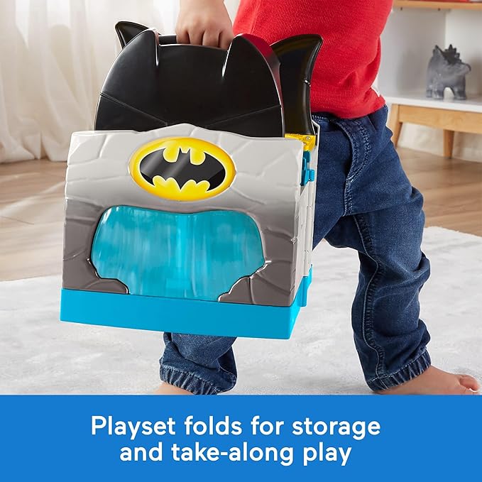 DC Super Friends Fisher-Price Little People Toddler Batman Toy Deluxe Batcave Playset with Figure for Pretend Play Ages 18+ Months