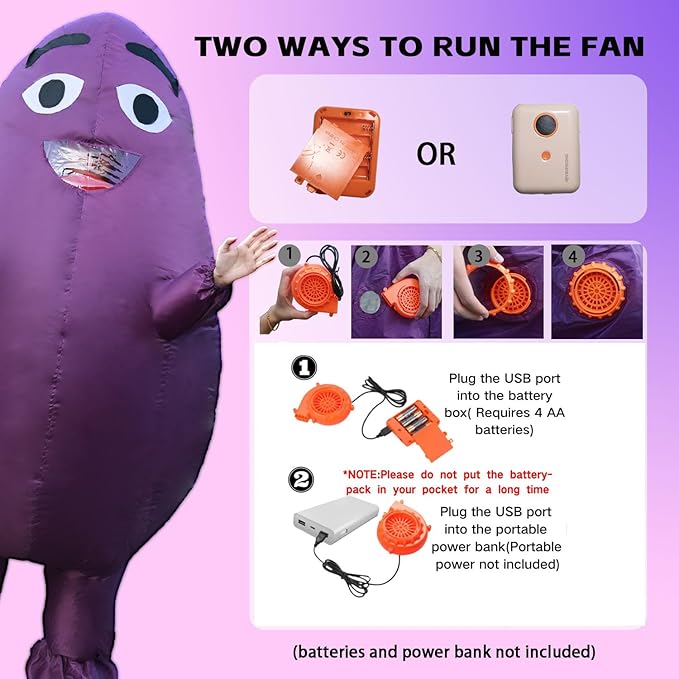 Grimace Costume Purple Grimace Inflatable Costume Suit for Adults and Kids - Perfect for Parties and Halloween