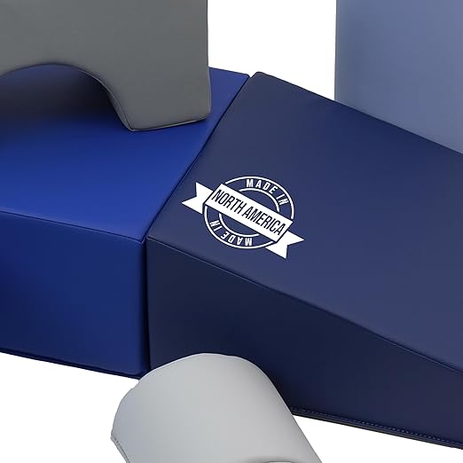 FDP SoftScape Playtime and Climb Multipurpose Playset for Infants, Toddlers 10m-2yrs; For Crawlers and Little Builders, Learn Gross Motor Skills at Home or Daycare (6-Piece)- Navy/Powder 12364-NVPB