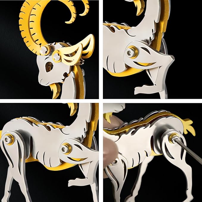3D Metal Puzzles for Adults, Metal Model Kits for Adults, Gold Sheep Mechanical 3D Puzzle Stainless Steel for Men Women Home Decor Art Craft Gifts Toys(Zodiac Sign).
