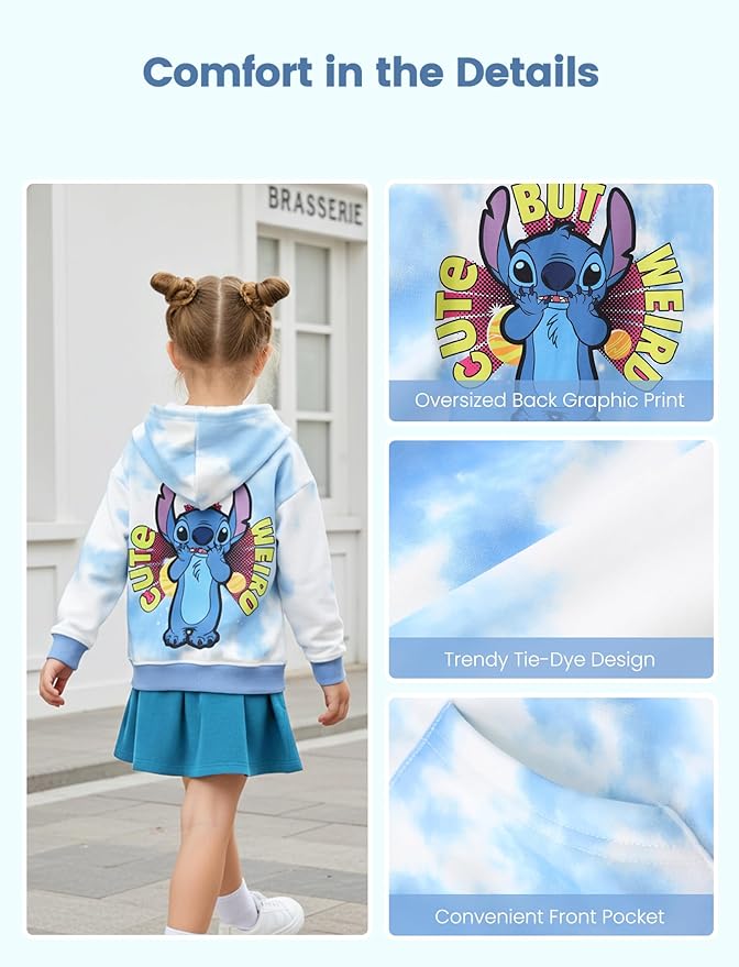 Disney Frozen Stitch Princess Minnie Mickey Spiderman Girls/Boys Zip Up Hoodie Fall Zipper Sweatshirt Jacket Toddler-Big Kid