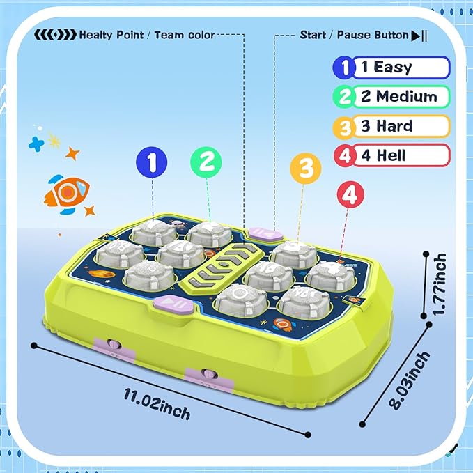 Toddlers Toys Age 3-8, Hammer Mole Game Toys for 3 4 5 6+ Year Old Boys, with 3 Modes, 36 Levels and Light-up, Baby Toy Gifts for Early Learning, Birthday Gift for Toddler Boy Girl Toy
