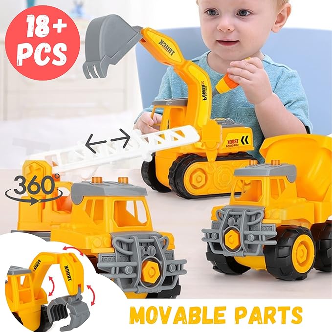 Take Apart Toys with Electric Drill | Toddler DIY Assembly Construction Truck | Building Toys Gifts for Boys & Girls Age 3yr-6yr | Kids Stem Building Toy Age 4,5 (Crane)
