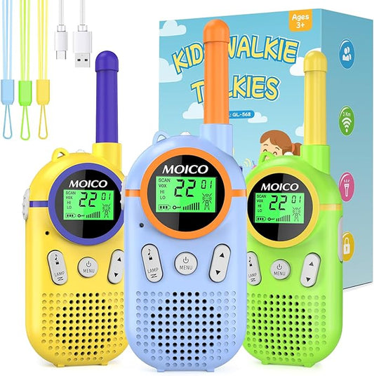 MOICO Toys for 3-12 Year Old Boys Girls,Rechargeable Long Range Walkie Talkies for Kids with 22 Channels,3 4 5 6 7 8 Year Old Kids Gift, Perfect for Outdoor Camping,Hiking,Christmas and Birthday