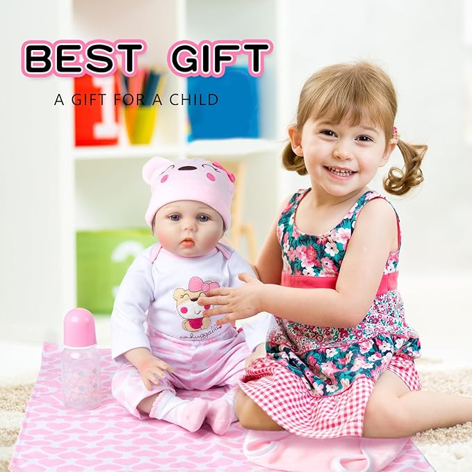 9 PCS Reborn Baby Doll Clothes Set with Pink Bassinet Accessories for 18-22 Inch Reborn Dolls,Newborn Baby Doll Clothes & Blanket