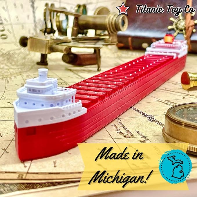 SS Edmund Fitzgerald Model 12" by TitanicToyCo, Great Lakes Freighter Model, Toy Ships, Model Ships, Ship Models, Titanic Toys For Kids, Titanic Model, Titanic Ship