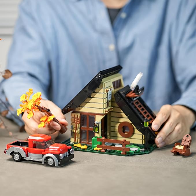 House Building Set Compatible with Lego for Adults,A Frame Cabin Toy for Architecture Lovers,Gift for Halloween,Christmas Home Decor 696 pcs