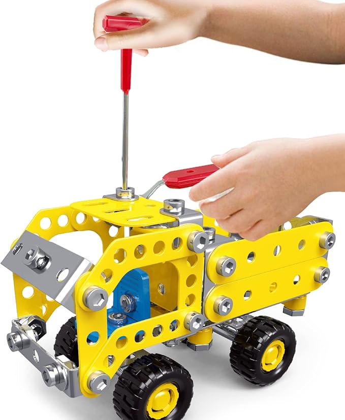 7 in 1 STEM Toys,Erector Set for Boys Age 8-12,Learning Engineering Kids Building Blocks Model Kits,Metal Construction Toys for Kids 8 9 10 11 12+ Year Old(180PCS No Motor)