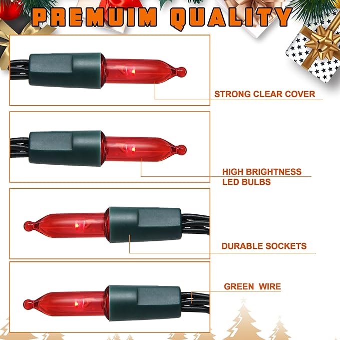 Joliyoou 2 Packs Total 100 LEDs 32ft Multicolored Christmas String Lights, Battery Operated Christmas Mini String Lights with 8 Lighting Modes, Indoor Outdoor LED Xmas Fairy String Lights with Timer