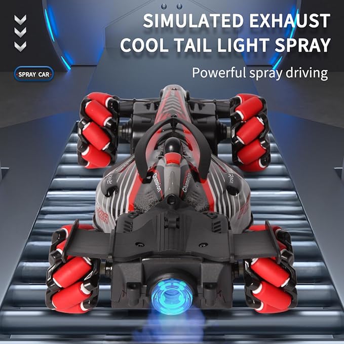 2.4GHz Remote Control Car - 360° Spin High-Speed Drift F1 Formula Racing, with Spray, Music & Light, Toy for Kids 8-12 Year Birthday Coolest Best Toy(Red)