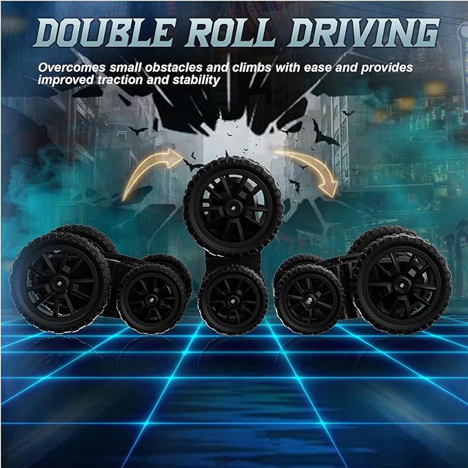 360 Rotating 4WD RC Stunt Car with Cool Spray and Lights - Drift Car for Kids Age 4-13 (Black)