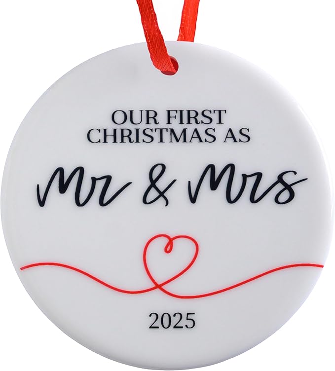 Our First Christmas as Mr and Mrs 2025 Ornament 3 Inch, Mr and Mrs Ornament, Mr and Mrs Christmas Ornament, 1st Christmas Tree Decor 2025 Wedding, 2025 Married Tree Decor, Wedding Xmas Gift