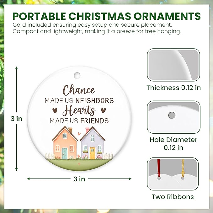 OASSIE Neighbors Friend Gifts for Women, Christmas Ornaments 2025 - The Neighborhood, Friendship Gifts for Women, Hello Neighbor Friends - Christmas Tree Decoration Ceramic Ornaments
